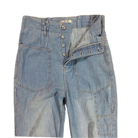 Free people belted denim utility pant in blue haze new size 28 - Picture 5 of 7